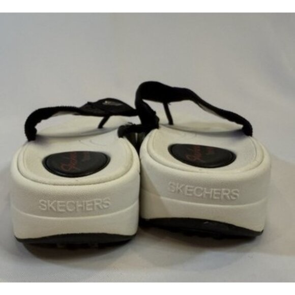 Skechers Womens Tone-Ups Size 6 Shoes White Brown Comfort Wedge Toning Sandals - Picture 3 of 10